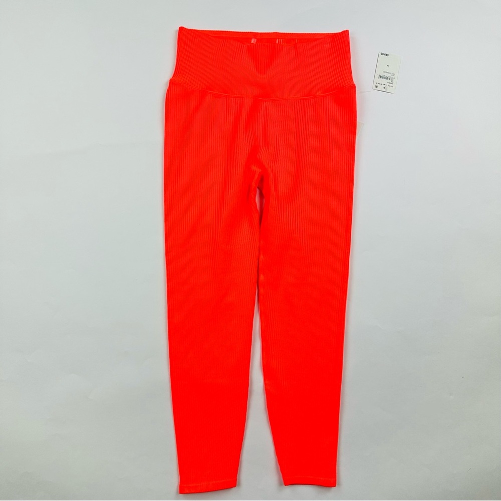 Good American Hot Coral Ribbed Leggings Size Large / XL